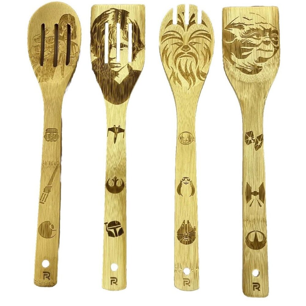 Star Wars Wooden Spoons Burned Utensils Novelty Set Of 4